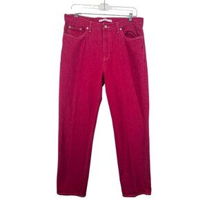 Vintage Tommy Hilfiger Women Jeans Sz M Hot Pink Denim Y2K Streetwear Logo Retro